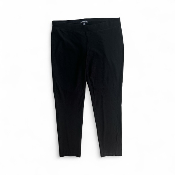 Eileen Fisher M Medium Black Knit Pull On Stretch Cropped Pants Trousers - Picture 1 of 4